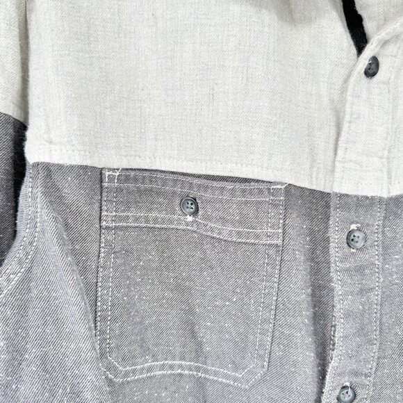 Rock & Republic Shirt Mens M Button Front Collared LS Roll Tab Black Gray White - Picture 2 of 9